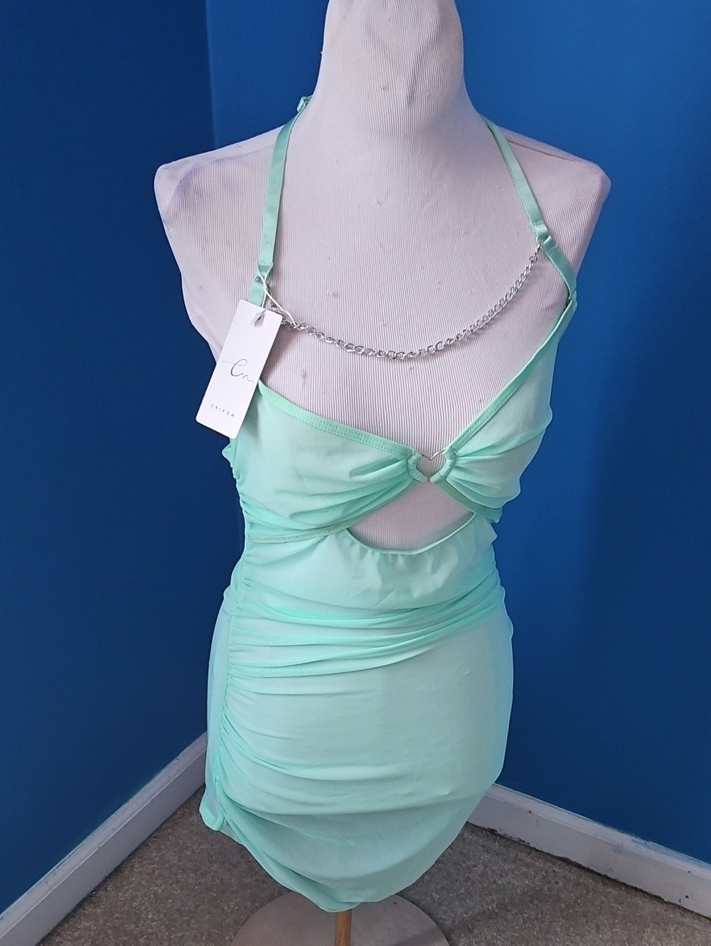 Chic Mint Halter Cutout Dress - Lingerie